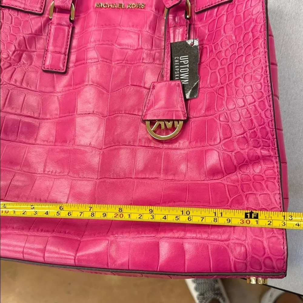 Michael Kors pink Crocodile-Embossed Satchel Dillon bag